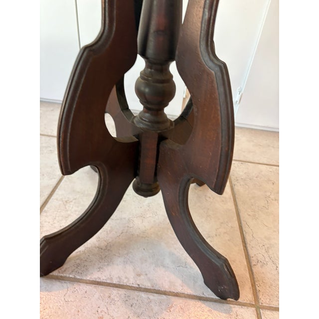 Vintage Petite Inlaid Wood Accent Table With Tripod Base Federal Style For Sale - Image 11 of 15
