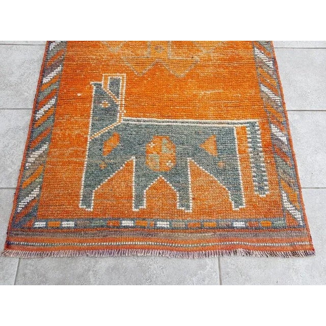 Orange 1960s Vintage Turkish Orange Runner Rug For Sale - Image 8 of 9