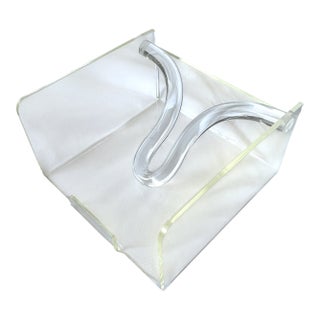 Vintage Sculptural Lucite Cocktail Napkin Holder With Curved Swing Arm For Sale