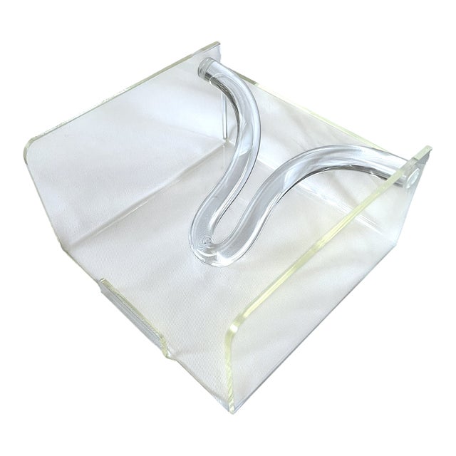 Vintage Sculptural Lucite Cocktail Napkin Holder With Curved Swing Arm For Sale