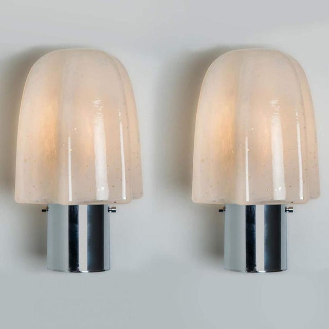 Mushroom Chrome & Glass Wall Lights attributed to Doria Leuchten, Germany 1970s, Set of 2 For Sale - Image 6 of 14