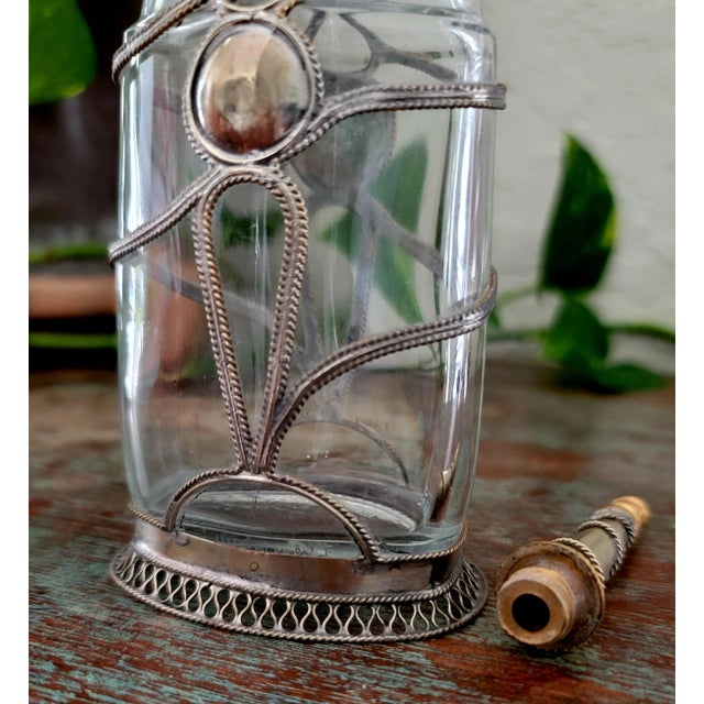 Recycled Vintage Moroccan Perfume Bottle / Clear Glass 1 For Sale - Image 9 of 10