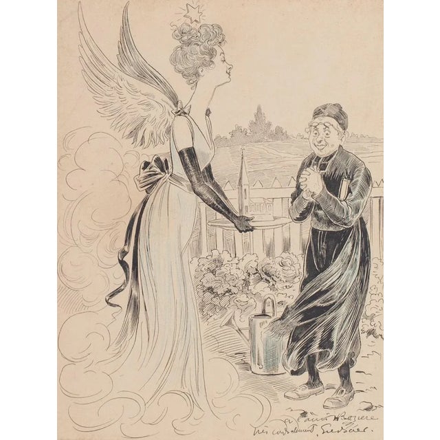 Composition - Original China Ink and Pastel on Paper - Early 20th Century Early 20th Century For Sale - Image 3 of 3