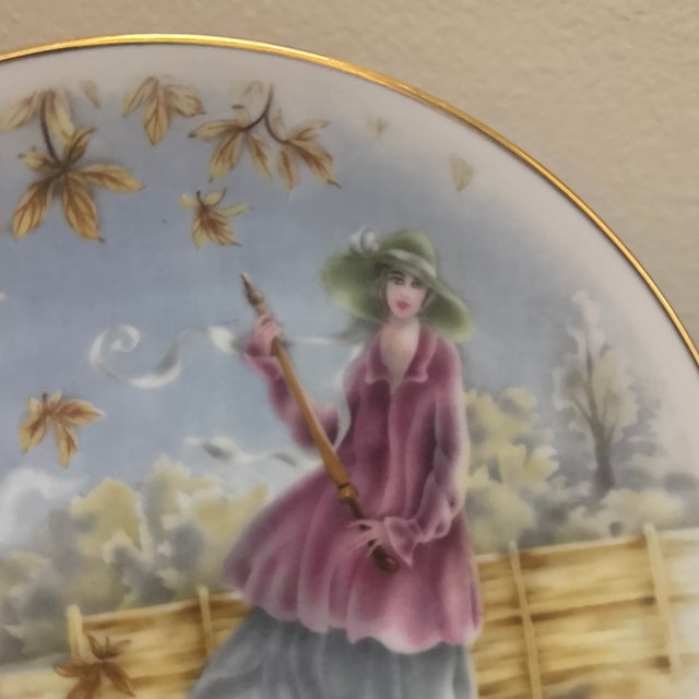 Vintage English Bone China "Seasons of the Year: Autumn" Cabinet Plate For Sale In Minneapolis - Image 6 of 8