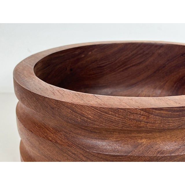 Large Vintage Scandinavian Fluted Teak Bowl For Sale In Detroit - Image 6 of 11