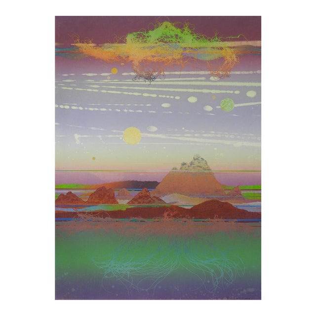1982 Walter Crump Abstract Collograph Landscape Print For Sale
