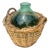 Vintage Hand Blown French Country Green Glass Jar With Basket. For Sale
