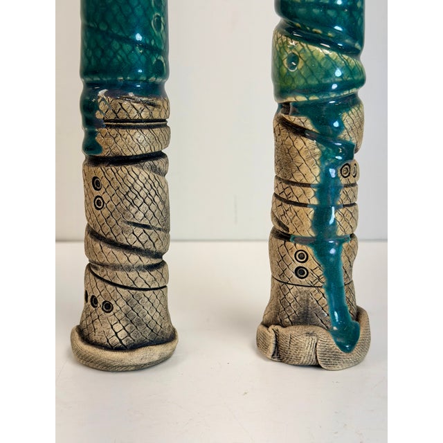 1970s Vintage Richard Marshall Ceramic Candlesticks - A Pair For Sale - Image 5 of 8