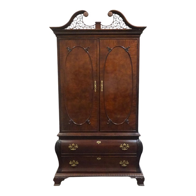 Century Furniture Flame Mahogany Traditional Style 47" Bombay Clothing Armoire / Media Cabinet For Sale