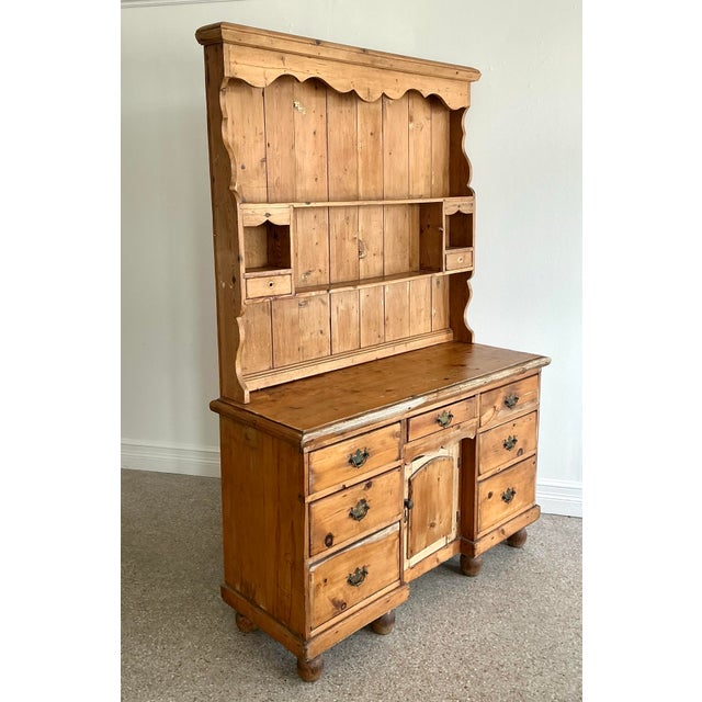 Wood Vintage Primitive Pine Hutch For Sale - Image 7 of 12