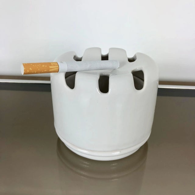 "Liisi" white ashtray by the designer Liisi Beckmann for Gabianelli, Italy, circa 1970s. This piece is attributed to the...