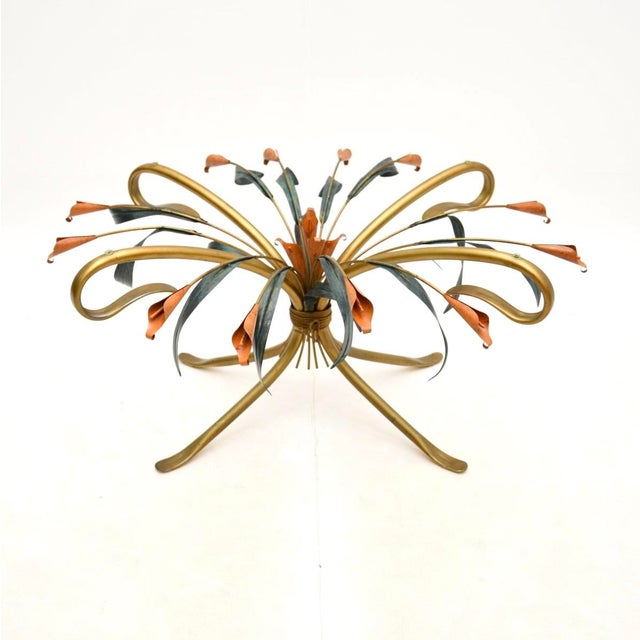 1970s Vintage Gilt Metal Coffee Table attributed to Hans Kögl, 1970 For Sale - Image 5 of 8