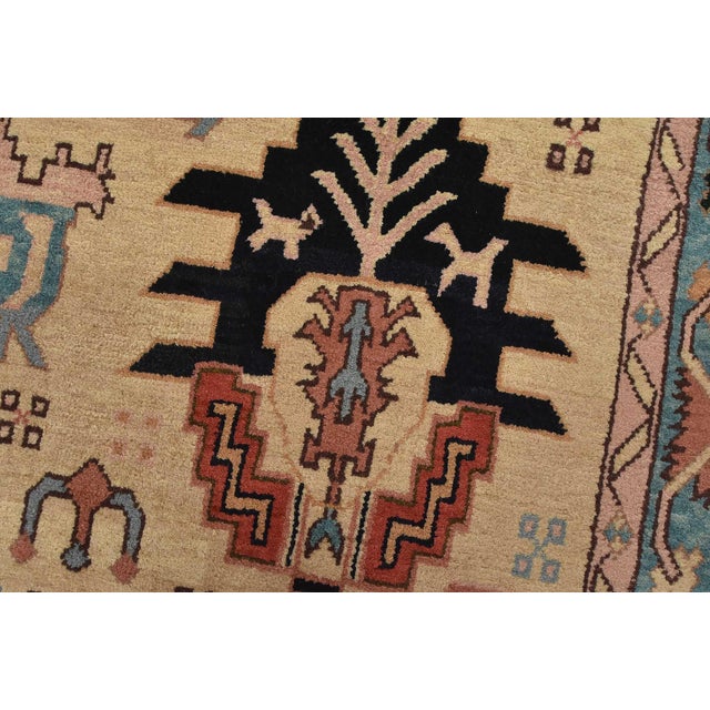 Heriz Rug 5’11” X 8’6” Ivory Wool Vintage Tribal Hand-Knotted Oriental Carpet For Sale - Image 4 of 15