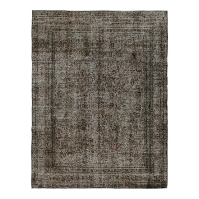 Vintage Persian Rug in Brown and Blue With Floral Patterns, From Rug & Kilim For Sale