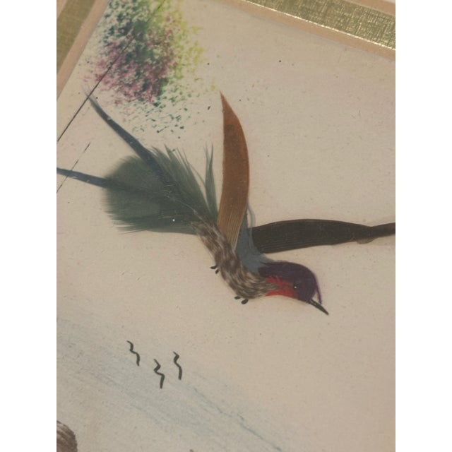 Chinoiserie Late 20th Century Framed Chinoiserie Style Bird Painting- A Pair For Sale - Image 3 of 11