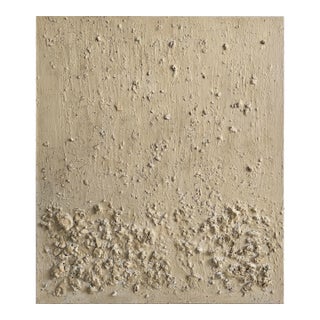 California Beach #3 — Natural Palette Abstract Relief Seascape Oil Painting For Sale