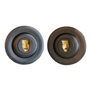 Mid-Century Modern Brass Comedy & Tragedy Sculpture Wall Art- a Pair