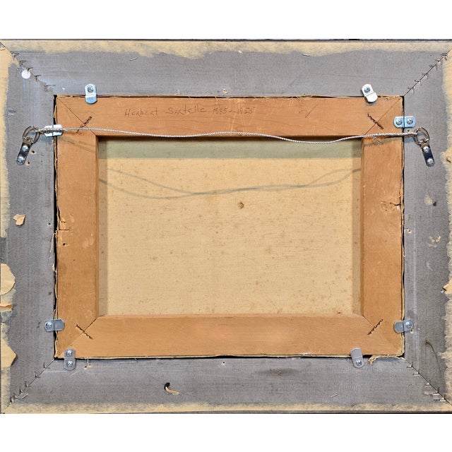 Sky Blue Herbert Sartelle- Mexican on a Donkey Crossing the Sonora Desert -1930s Oil Painting For Sale - Image 8 of 8