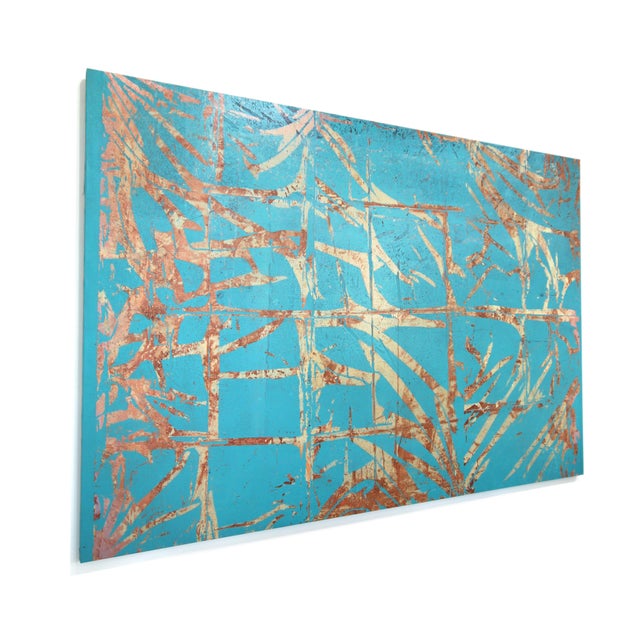 Art Deco A834 - Original Large Scale Minimalist Contemporary Teal Tone Abstract Painting Artwork by Marco Schmidli For Sale - Image 3 of 9