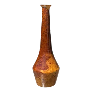 1990s Handmade Burled Wood Bud Vase Signed Mike Phillips