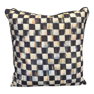Mackenzie-Childs Courtly Check Linen Mix Pillow For Sale
