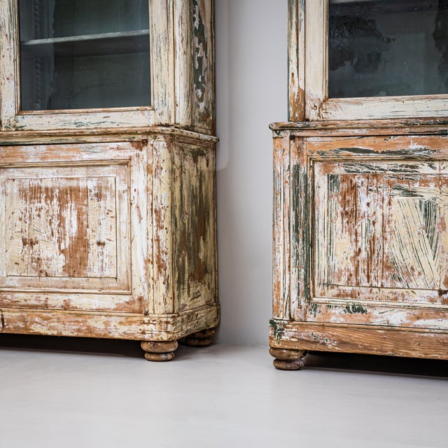 Large Antique Painted Library Cabinets, 1840, Set of 2 For Sale - Image 11 of 13