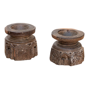 Set of 2, Antique Finely Carved Agrarian Seeders