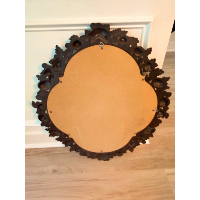 Chestnut Vintage Walnut Carved Fruit, Nut & Floral Quatrefoil Wall Mirror - 24x30 For Sale - Image 8 of 9