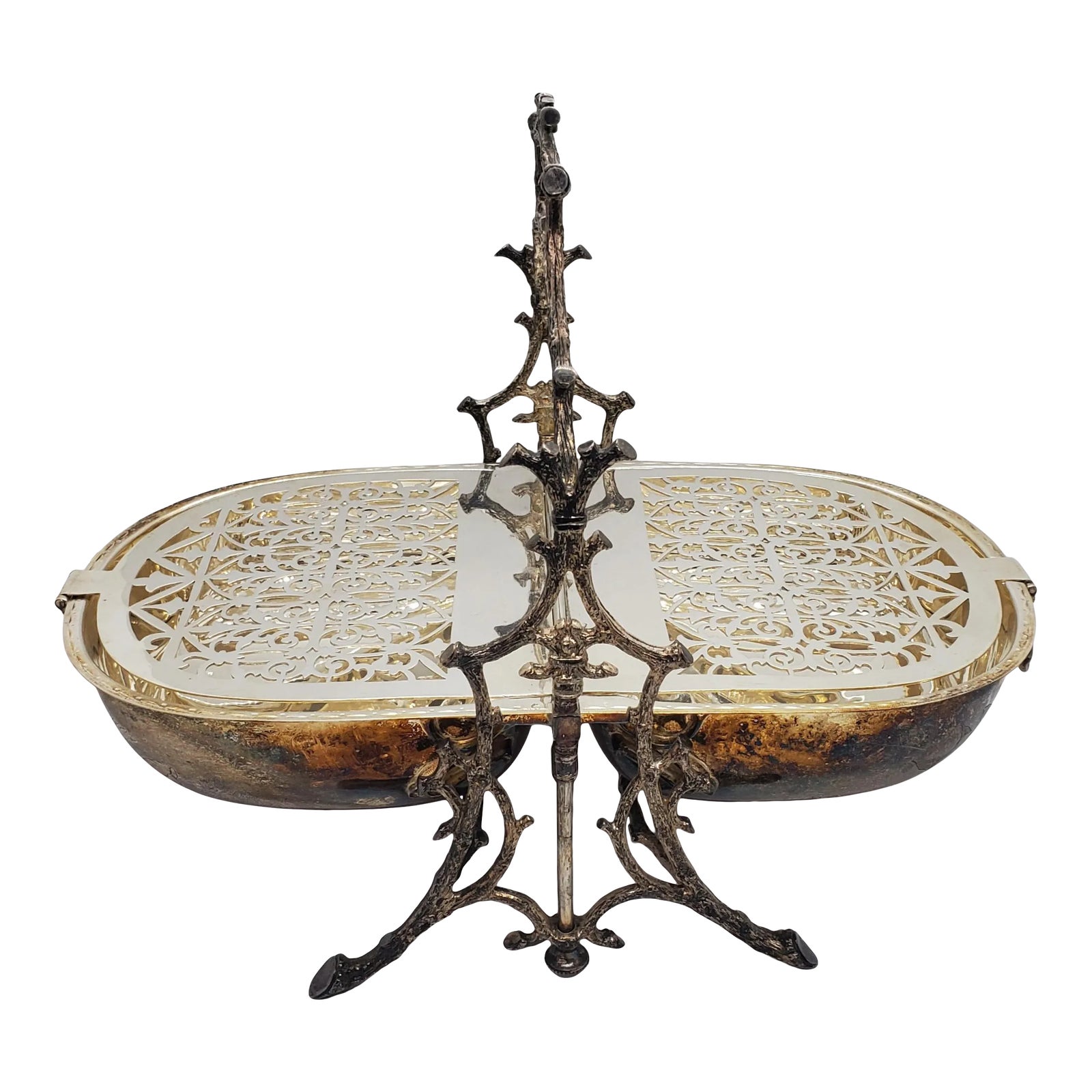 Early 20th Century Silver Centerpiece/Condiment Tray | Chairish