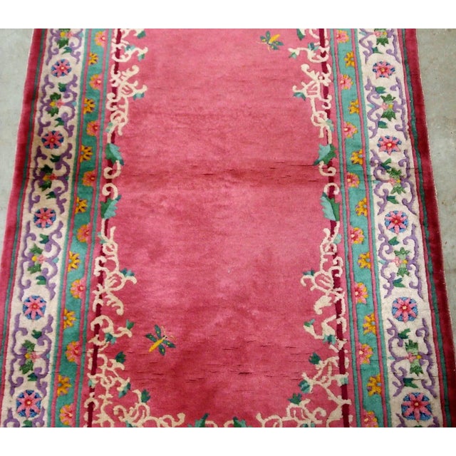 Textile 1930s Handmade Art Deco Chinese Rug For Sale - Image 7 of 8