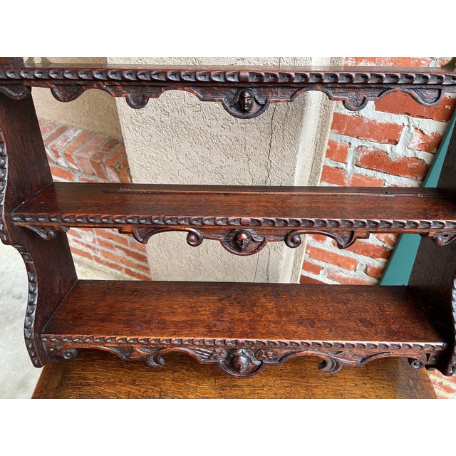 Antique English Gothic Revival Wall Shelf Carved Oak Hanging Display Rack C1880 For Sale - Image 16 of 18