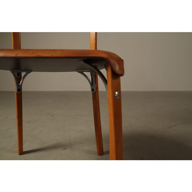 Wood Italian Dining Chairs in Cognac Leather, 1990s, Set of 5 For Sale - Image 7 of 16