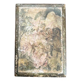 Antique Painted Wood Box With Equestrian Scene For Sale