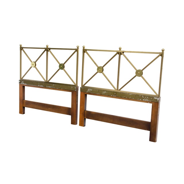 Pair Of Empire Style Solid Brass Twin Headboards By Baker Furniture Chairish