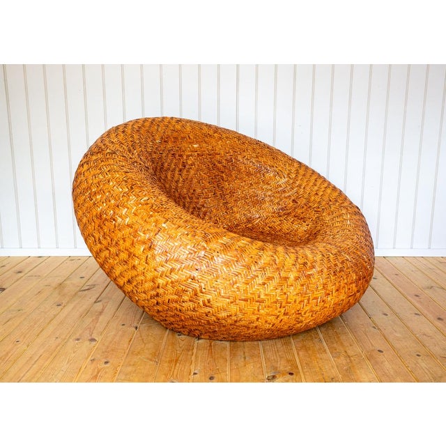 1970s French Mushroom Lounge Chair in Rattan, 1970s For Sale - Image 5 of 18