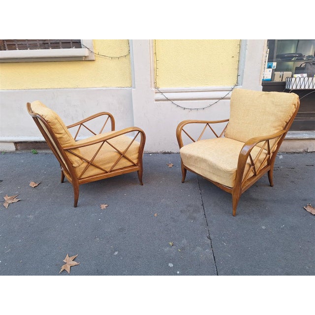 Armchairs in Wood and Yellow Fabric from Paolo Buffa, 1940s, Set of 2 For Sale - Image 13 of 13