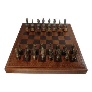 Vintage Leather Checkerboard, 1980s, Set of 33 For Sale