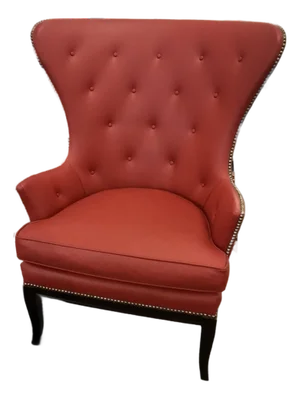 Stylized Leather Tufted Wing Chair by Ferrell + Mittman