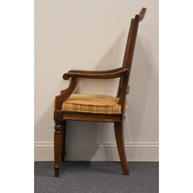 Brown Set of 2 Ethan Allen Classic Manor Solid Maple Cane Back Dining Arm Chairs 15-6012a For Sale - Image 8 of 12