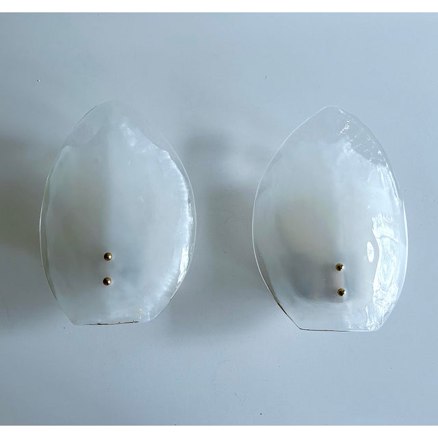 Large Vintage Murano Glass Leaf Sconces, 1970s, Set of 2 For Sale - Image 6 of 18
