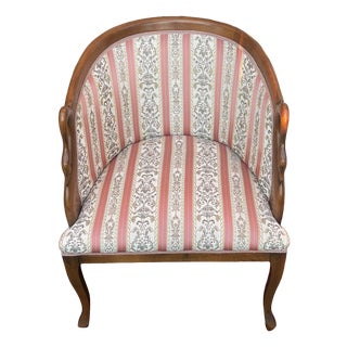 Charles X Style Wooden Armchair with Fabric Upholstery, 1960s For Sale