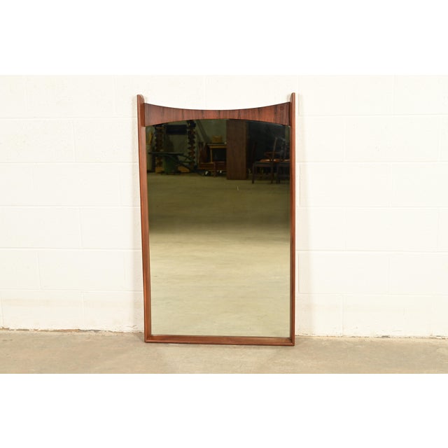 Mid-Century Modern Kent Coffey Perspecta Mid-Century Modern Sculpted Walnut and Rosewood Framed Wall Mirror, 1960s For Sale - Image 3 of 12