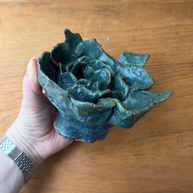 Hand Built Ceramic Cabbage Flower For Sale In Houston - Image 6 of 7