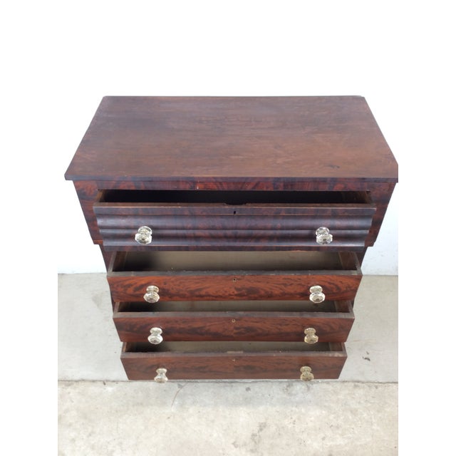 Antique Empire Mahogany Chest of Drawers With Glass Hardware For Sale - Image 15 of 18