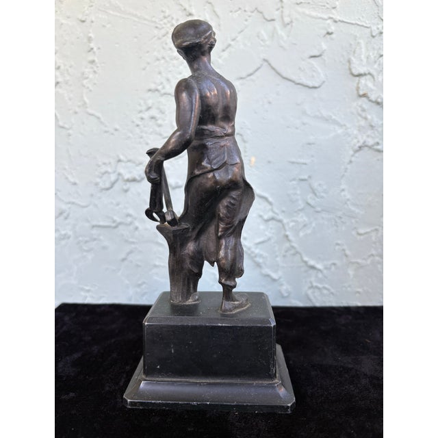 Early 20th Century Bronze-Tone Blacksmith Figure Sculpture on Stepped Base For Sale - Image 4 of 10