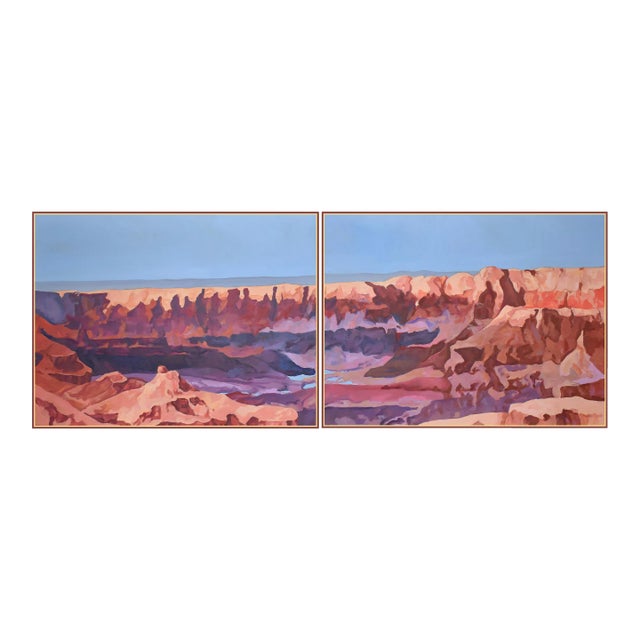 "Spring at Grand Canyon" Contemporary Original Expressionist Landscape Diptych Oil Painting by George Brinner - Set of 2 For Sale