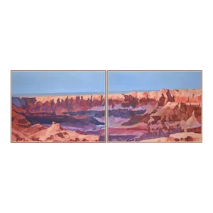 "Spring at Grand Canyon" Contemporary Original Expressionist Landscape Diptych Oil Painting by George Brinner - Set of 2