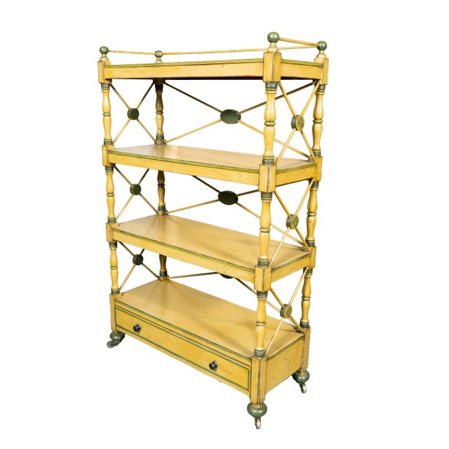 Wood Regency Yellow Painted Etagere For Sale - Image 7 of 9