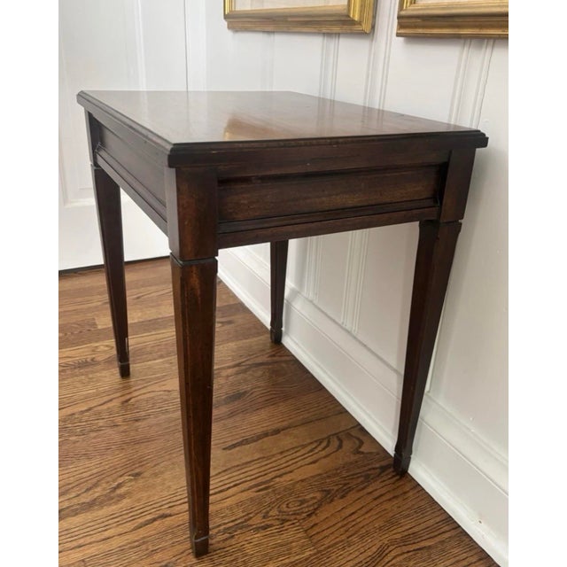 Wood Vintage Mid to Late Twentieth Century Brandt Walnut or Pecan Dark Wood Small Side Table Federal Neoclassical For Sale - Image 7 of 7