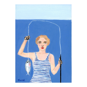 David Hockney Inspired, Tove, Fisherwoman Oil Painting by Alexandra Swistak